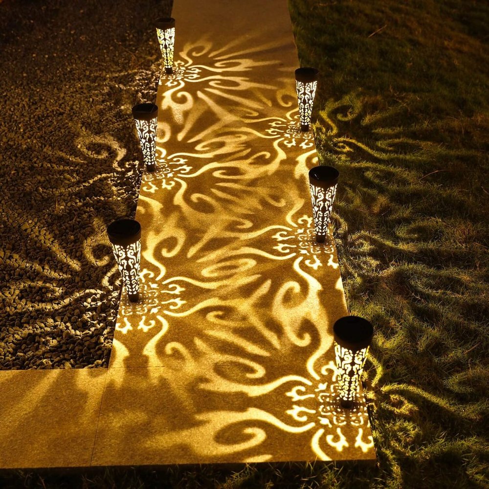 New Black 6Pcs Garden Decor Solar Outdoor Lights